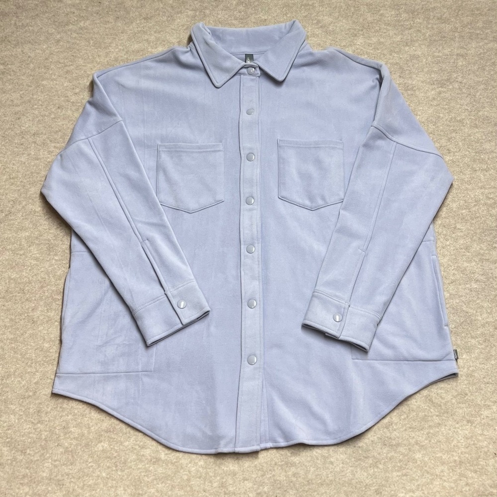 NWT Mondetta Blue Fleece Shacket XXL Oversized Snap Front Soft Girl Loungewear